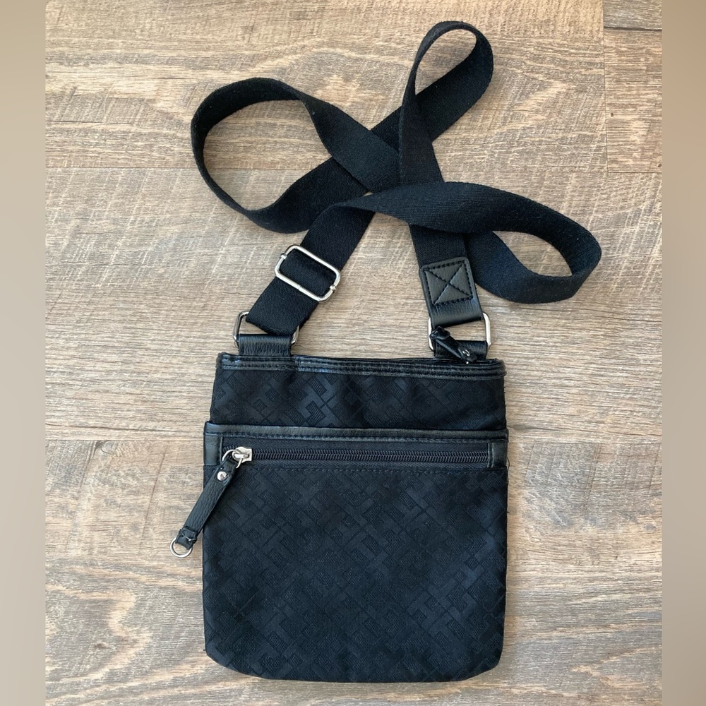 Tommy Hilfiger | Black monogrammed Crossbody Purse